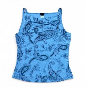 Authentic Y2K blue paisley tank top Size L